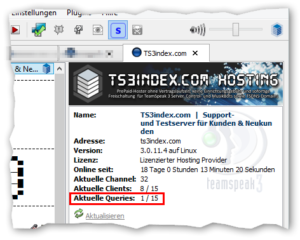 TeamSpeak 3 Serverinformation: Aktuelle Queries